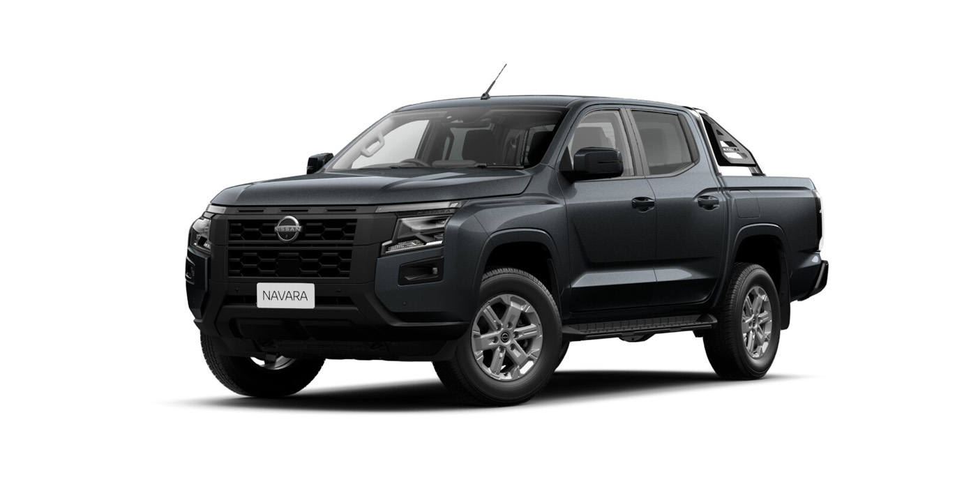 Front 3/4 render of a NissanBoulder Grey paint finish