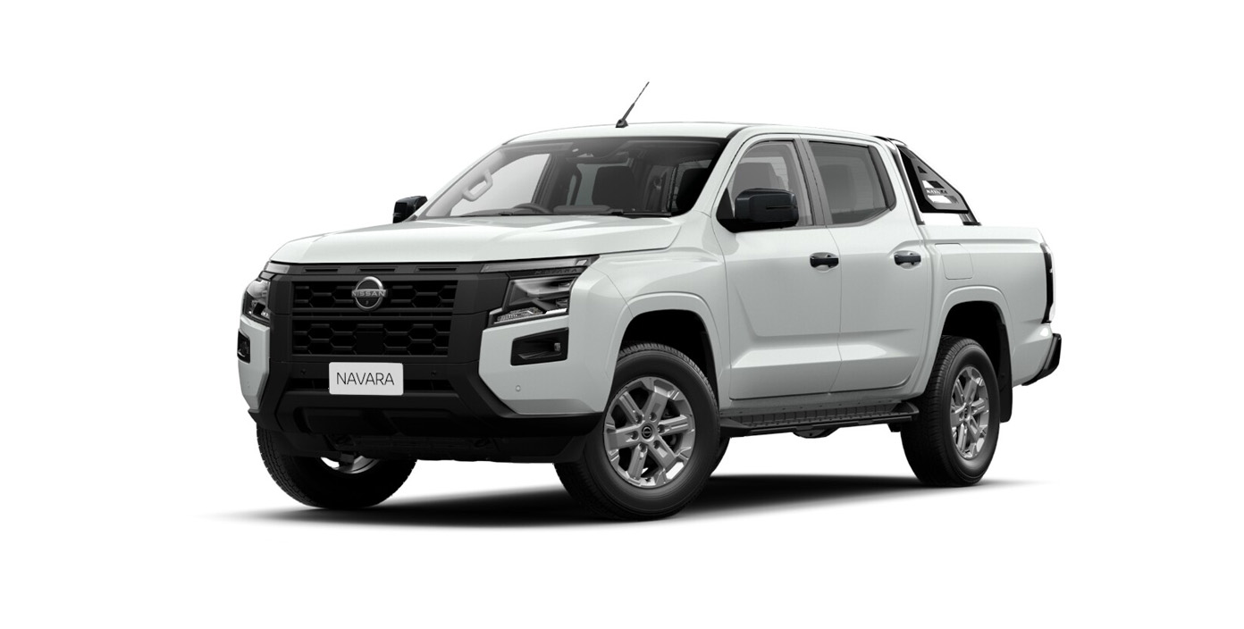 Front 3/4 render of a NissanAlpine White paint finish