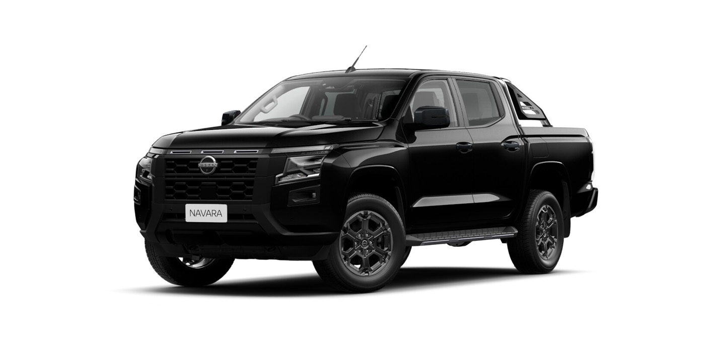 Front 3/4 render of a NissanMidnight Black paint finish