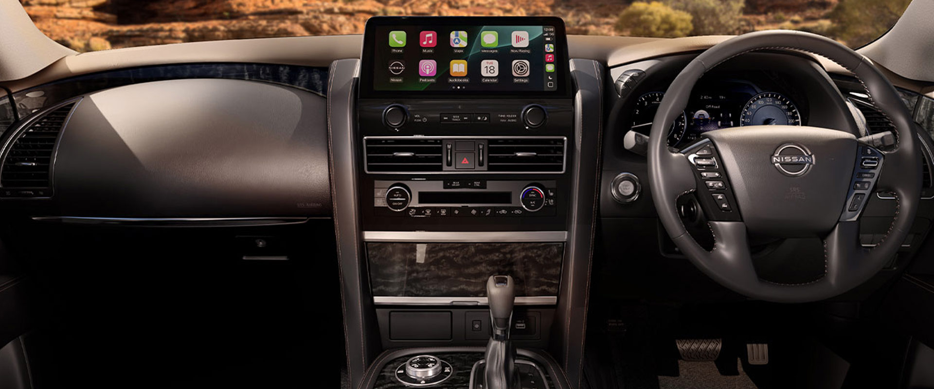 Right hand drive interior of a Nissan Patrol