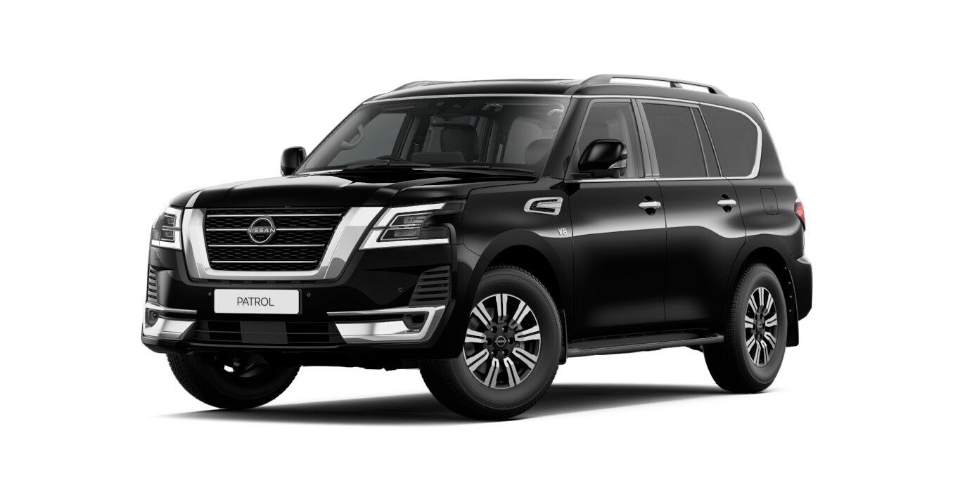 Front 3/4 render of a NissanBlack Obsidian paint finish