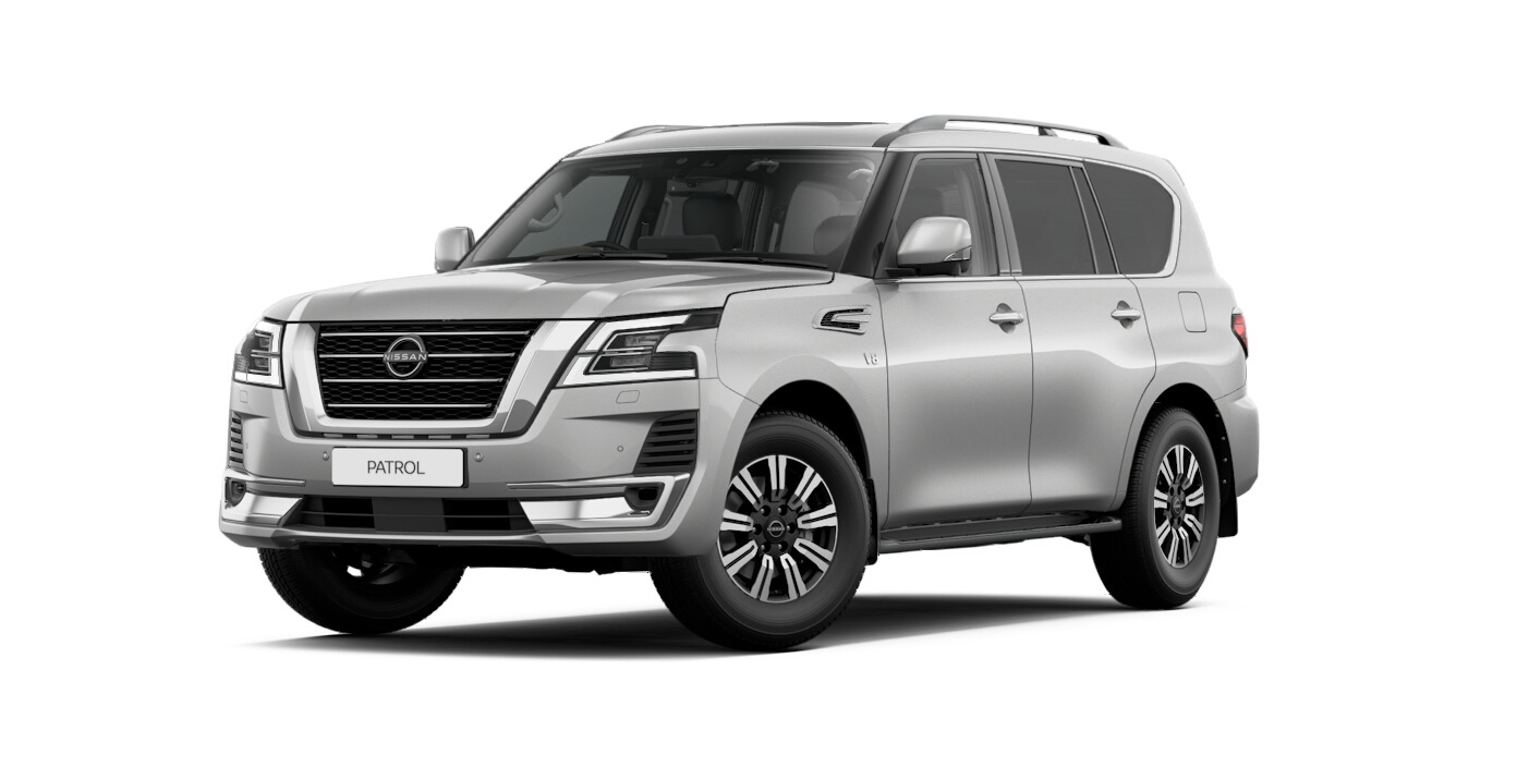 Front 3/4 render of a NissanBrilliant Silver paint finish