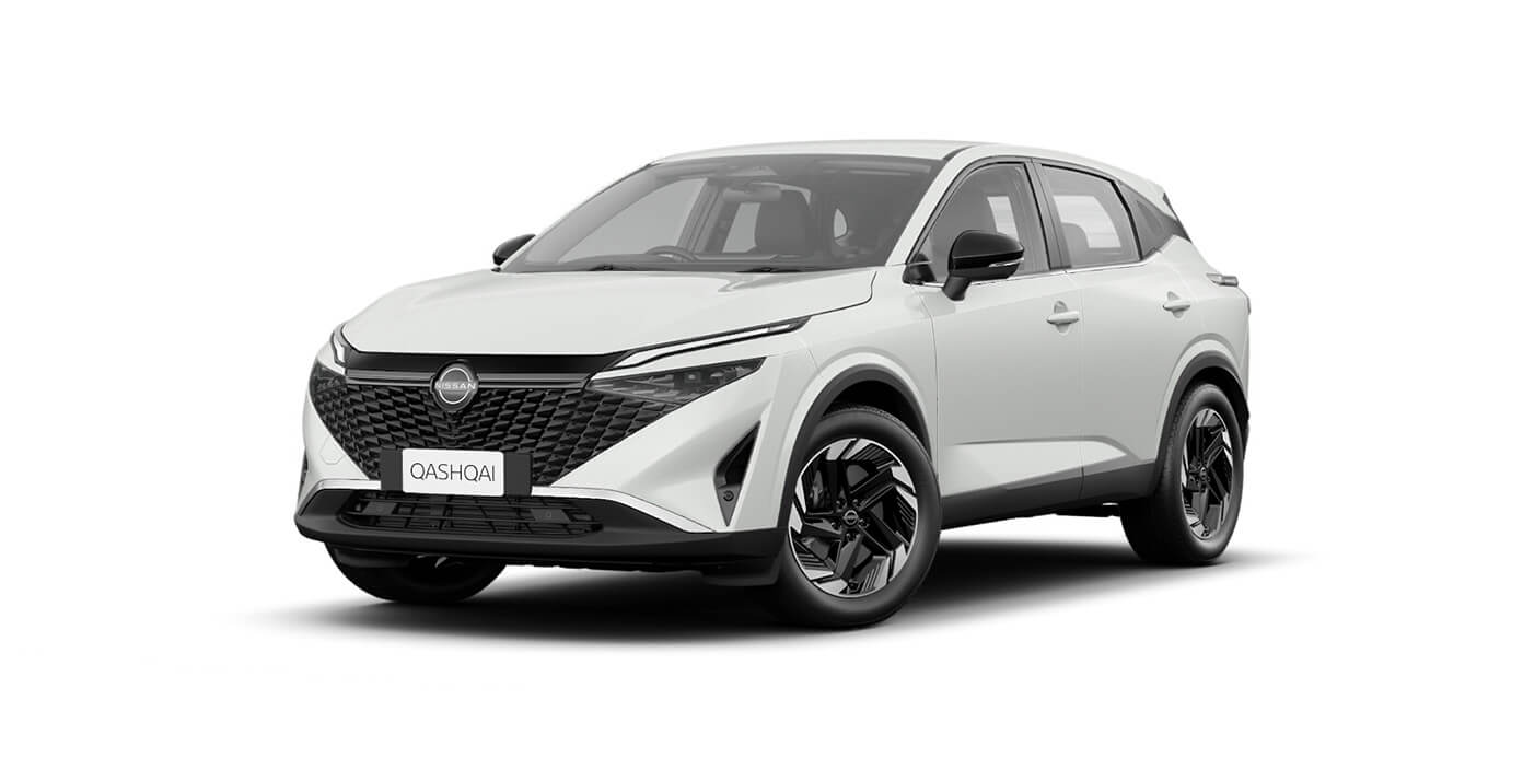 Front 3/4 render of a NissanPearl White paint finish