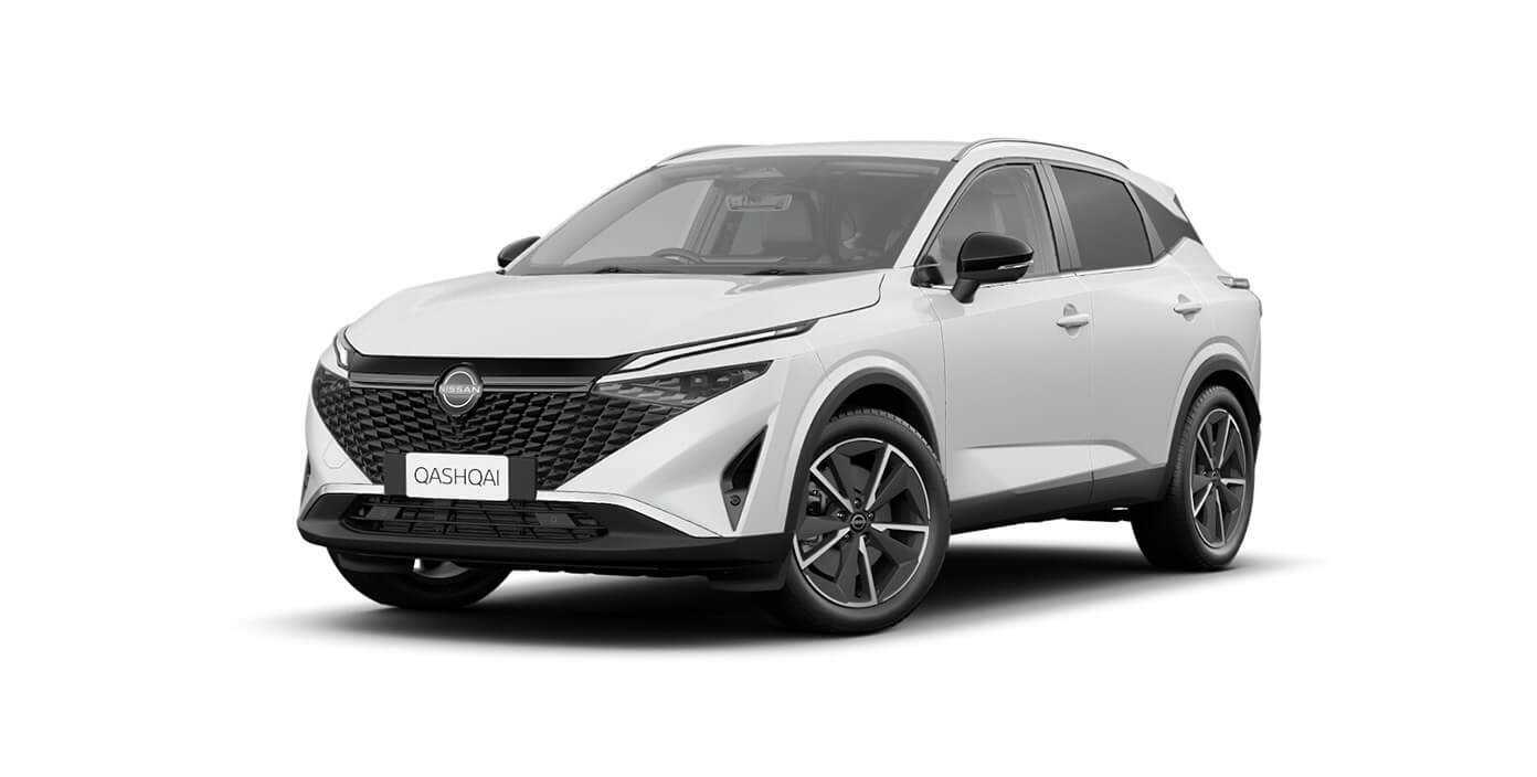 Front 3/4 render of a NissanPearl White paint finish