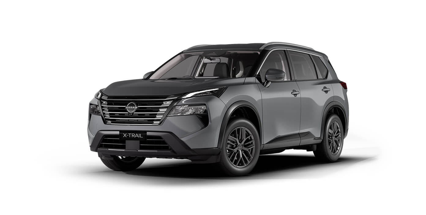 Front 3/4 render of a NissanGun Metallic paint finish