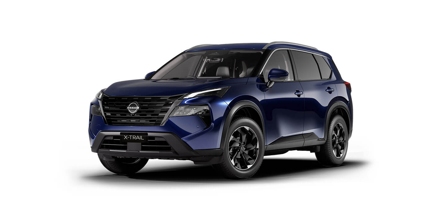 Front 3/4 render of a NissanDeep Ocean Blue paint finish