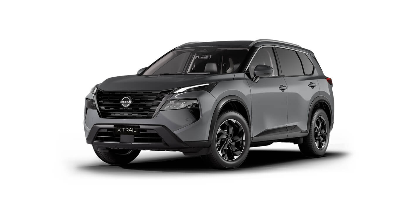 Front 3/4 render of a NissanGun Metallic paint finish