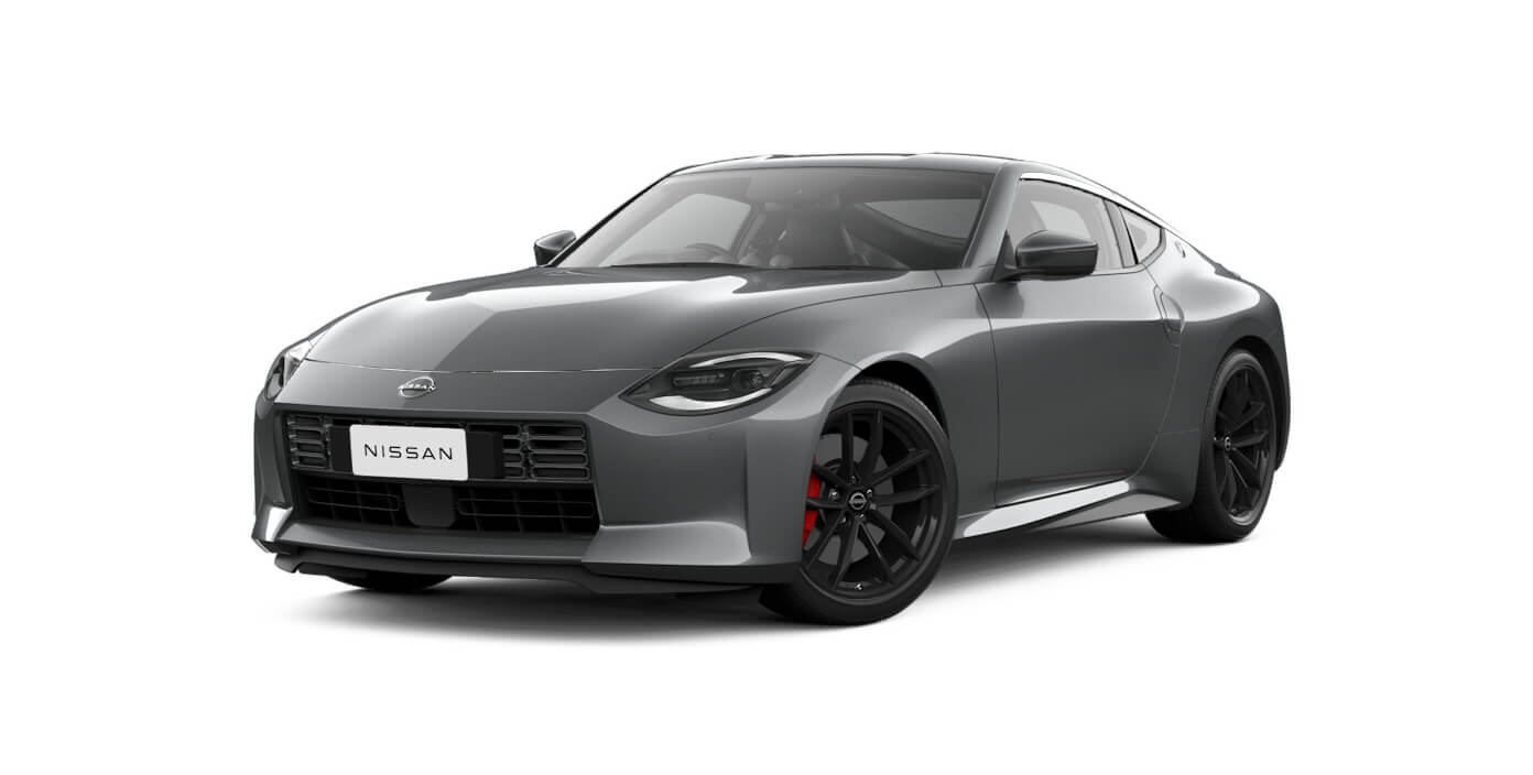 Front 3/4 render of a NissanGun Metallic paint finish