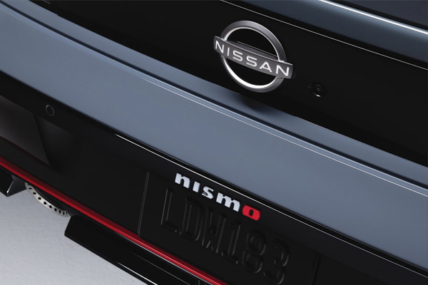 Rear Nismo logo on a Z coupe car